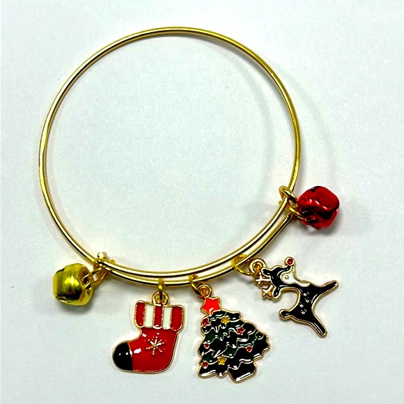 Handmade Christmas Bangle & Jingle Bell Charm Bracelet!